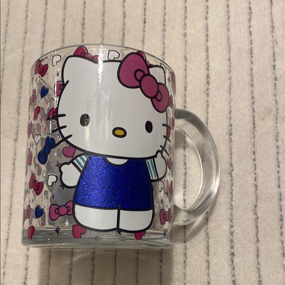 Hello Kitty Glass Mug with Blue and Pink Accents